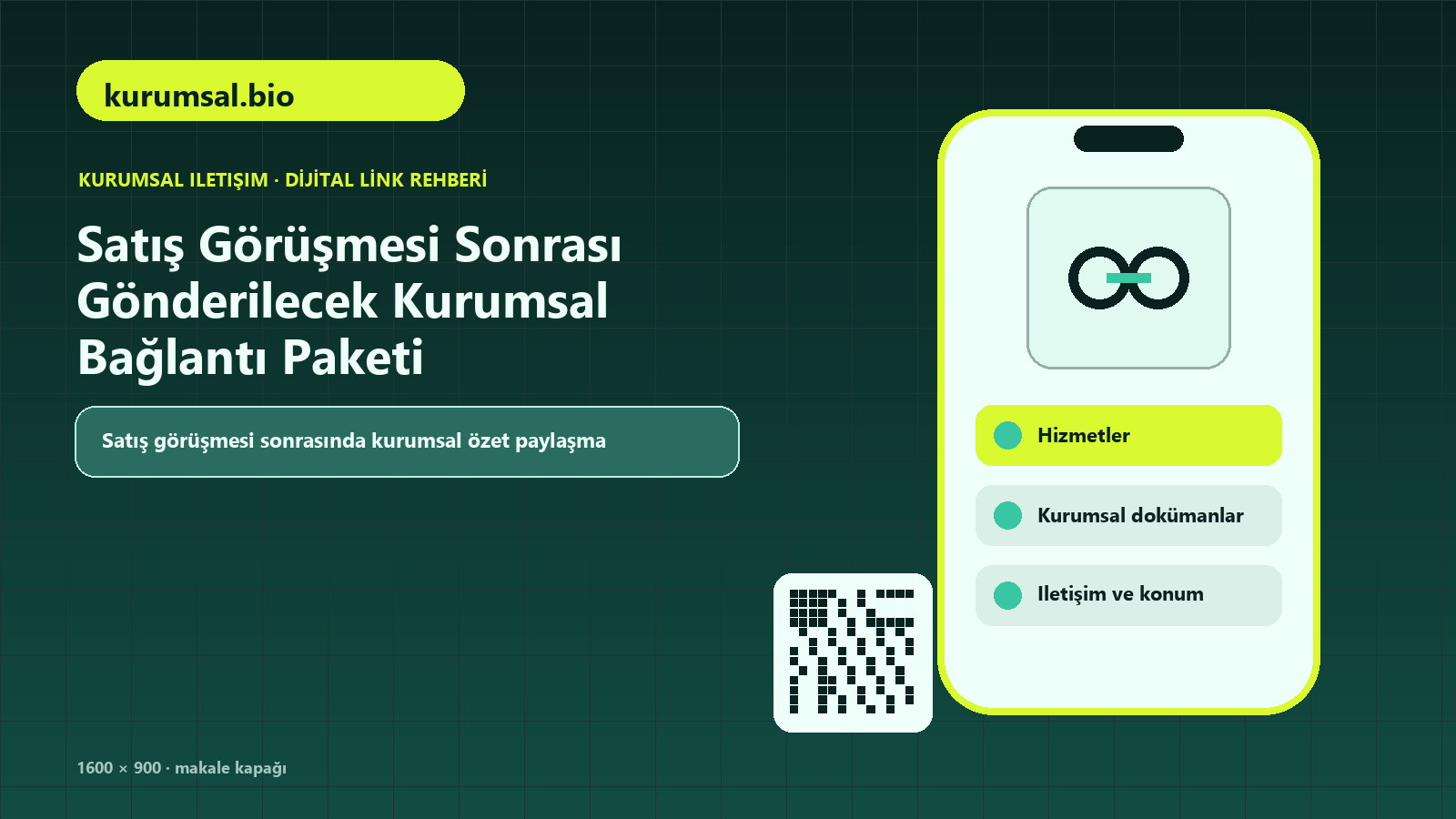 Satış Görüşmesi Sonrası Gönderilecek Kurumsal Bağlantı Paketi için şirket özeti, hizmetler, kurumsal dokümanlar içeren kapak görseli